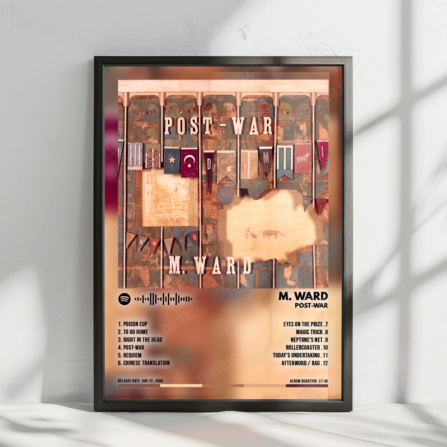 M. Ward "Post-War" Album Cover Poster - with Complete Tracklist