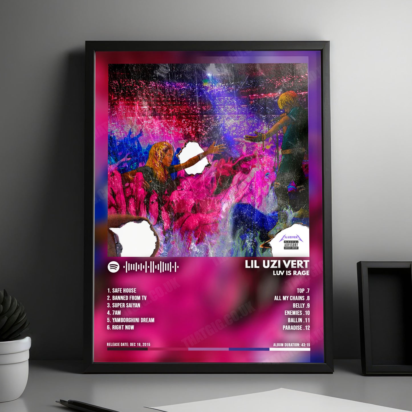 Lil Uzi Vert "Luv Is Rage" Album Cover Poster - with Complete Tracklist