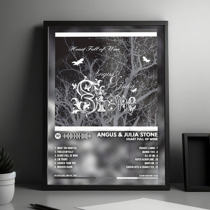 Angus & Julia Stone "Heart Full of Wine" Album Cover Poster - with Complete Tracklist