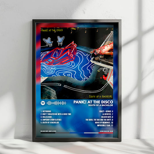 Panic! At The Disco "Death of a Bachelor " Album Cover Poster - with Complete Tracklist