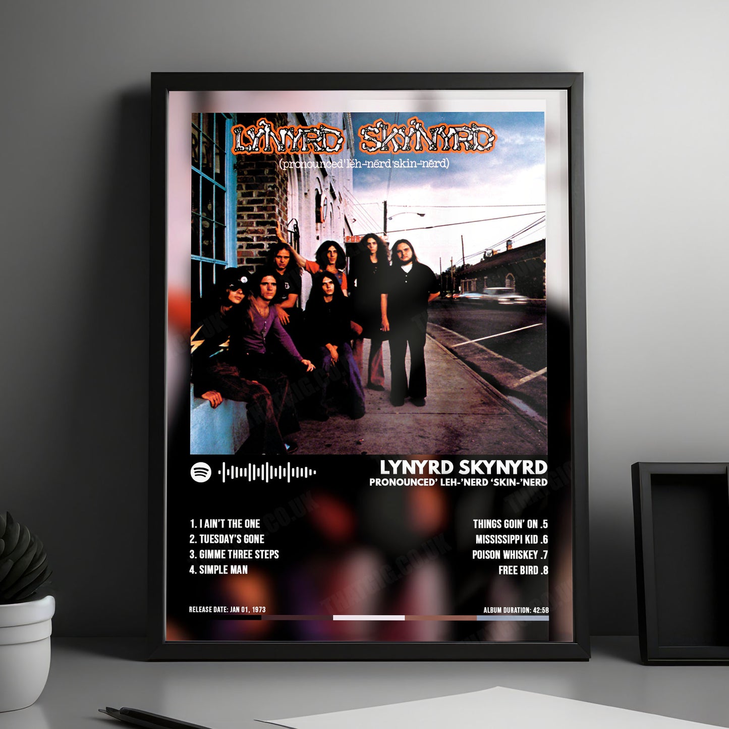 Lynyrd Skynyrd "Pronounced 'Leh-'nérd 'Skin-'nérd " Album Cover Poster - with Complete Tracklist