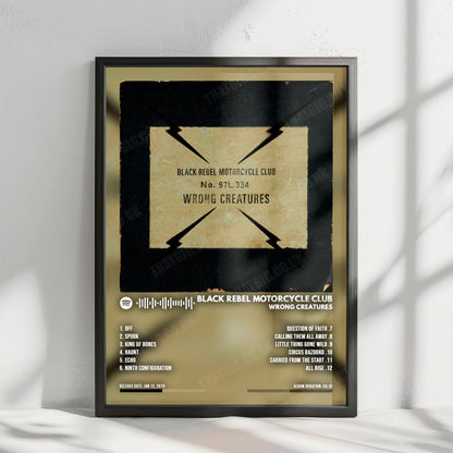 Black Rebel Motorcycle Club "Wrong Creatures" Album Cover Poster - with Complete Tracklist
