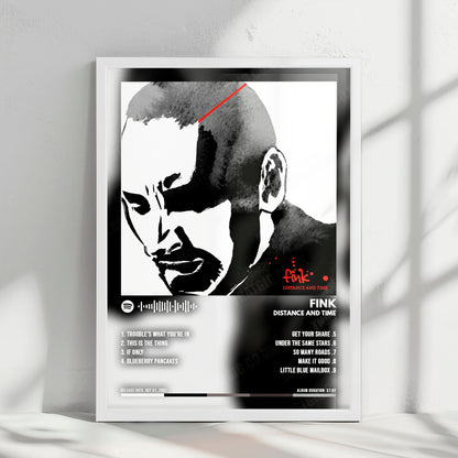 Fink "Distance and Time" Album Cover Poster - with Complete Tracklist