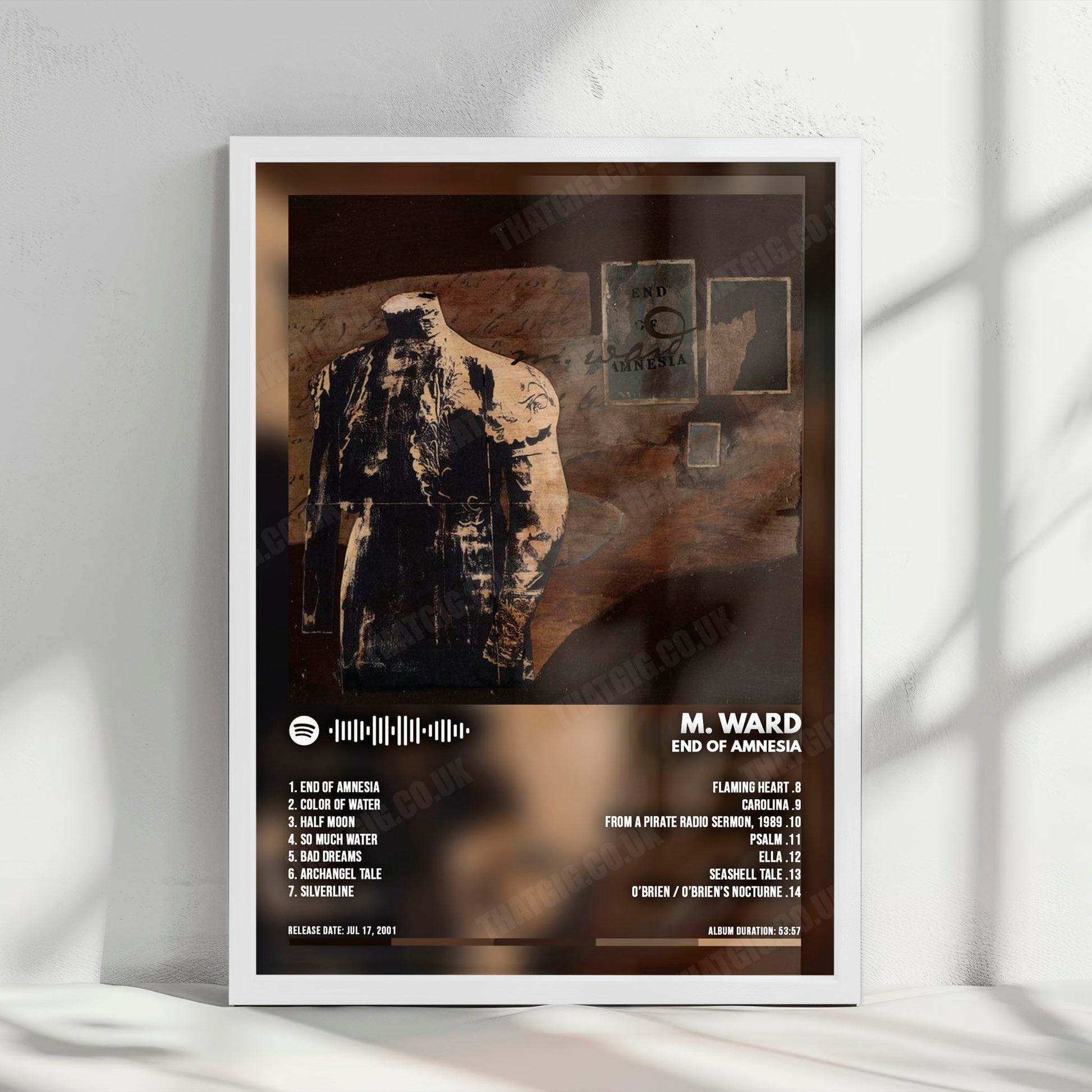 M. Ward "End of Amnesia" Album Cover Poster - with Complete Tracklist