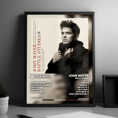 John Mayer "Battle Studies" Album Cover Poster - with Complete Tracklist