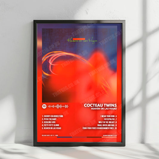 Cocteau Twins "Heaven or Las Vegas" Album Cover Poster - with Complete Tracklist