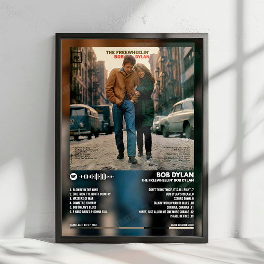 Bob Dylan "The Freewheelin' Bob Dylan" Album Cover Poster - with Complete Tracklist