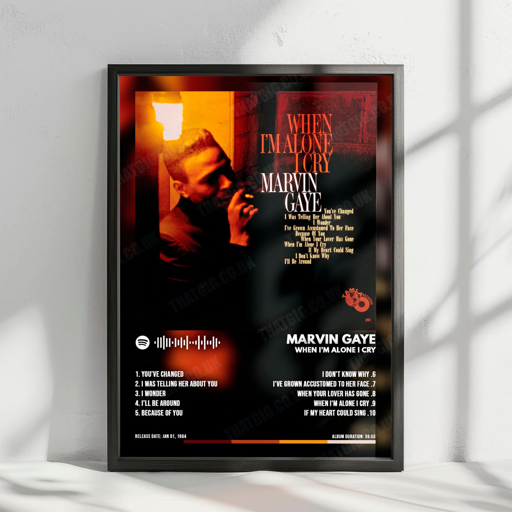 Marvin Gaye "When I'm Alone I Cry" Album Cover Poster - with Complete Tracklist