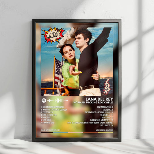 Lana Del Rey "Norman Fucking Rockwell!" Album Cover Poster - with Complete Tracklist