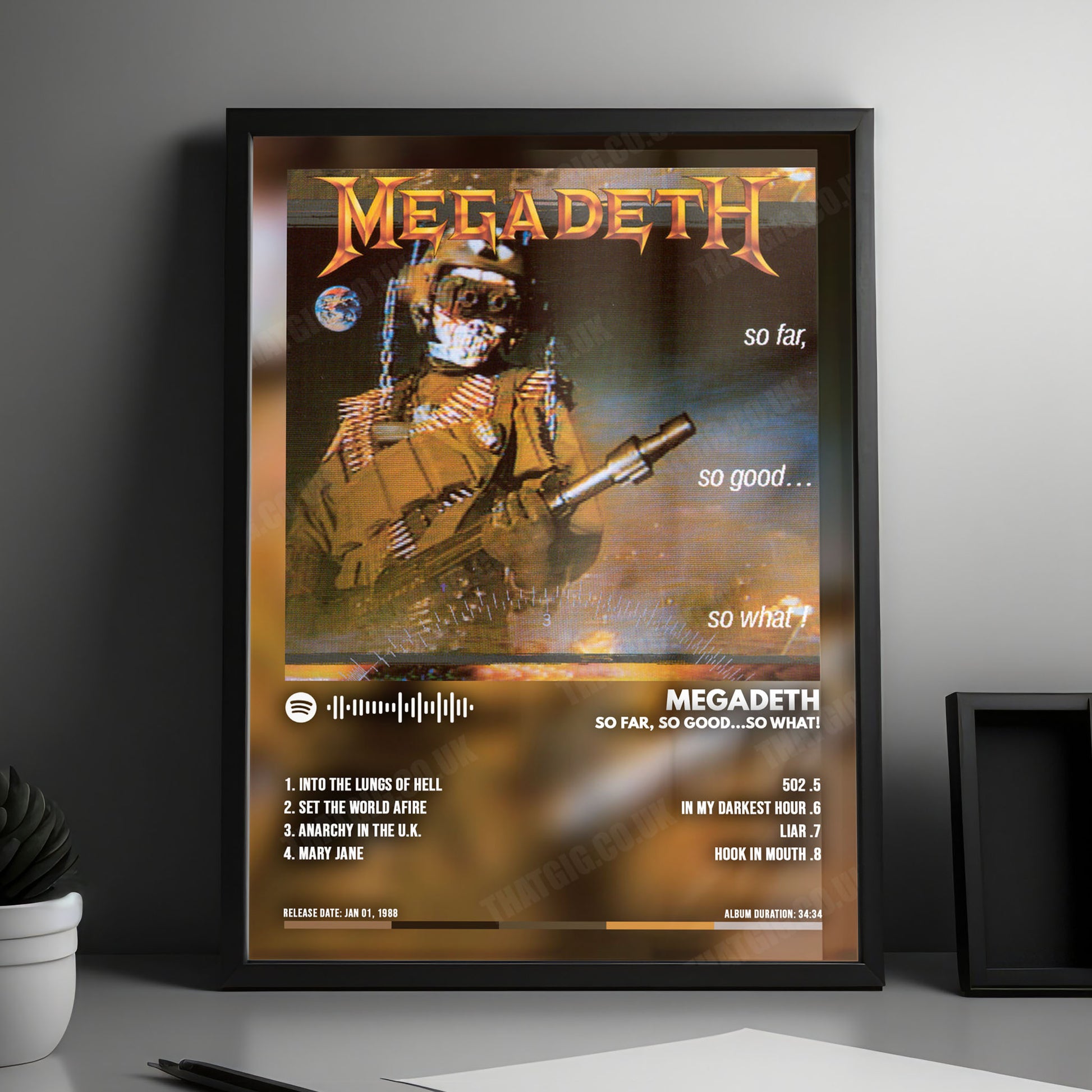 Megadeth "So Far, So Good...So What!" Album Cover Poster - with Complete Tracklist