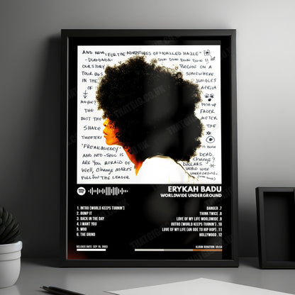 Erykah Badu "Worldwide Underground" Album Cover Poster - with Complete Tracklist