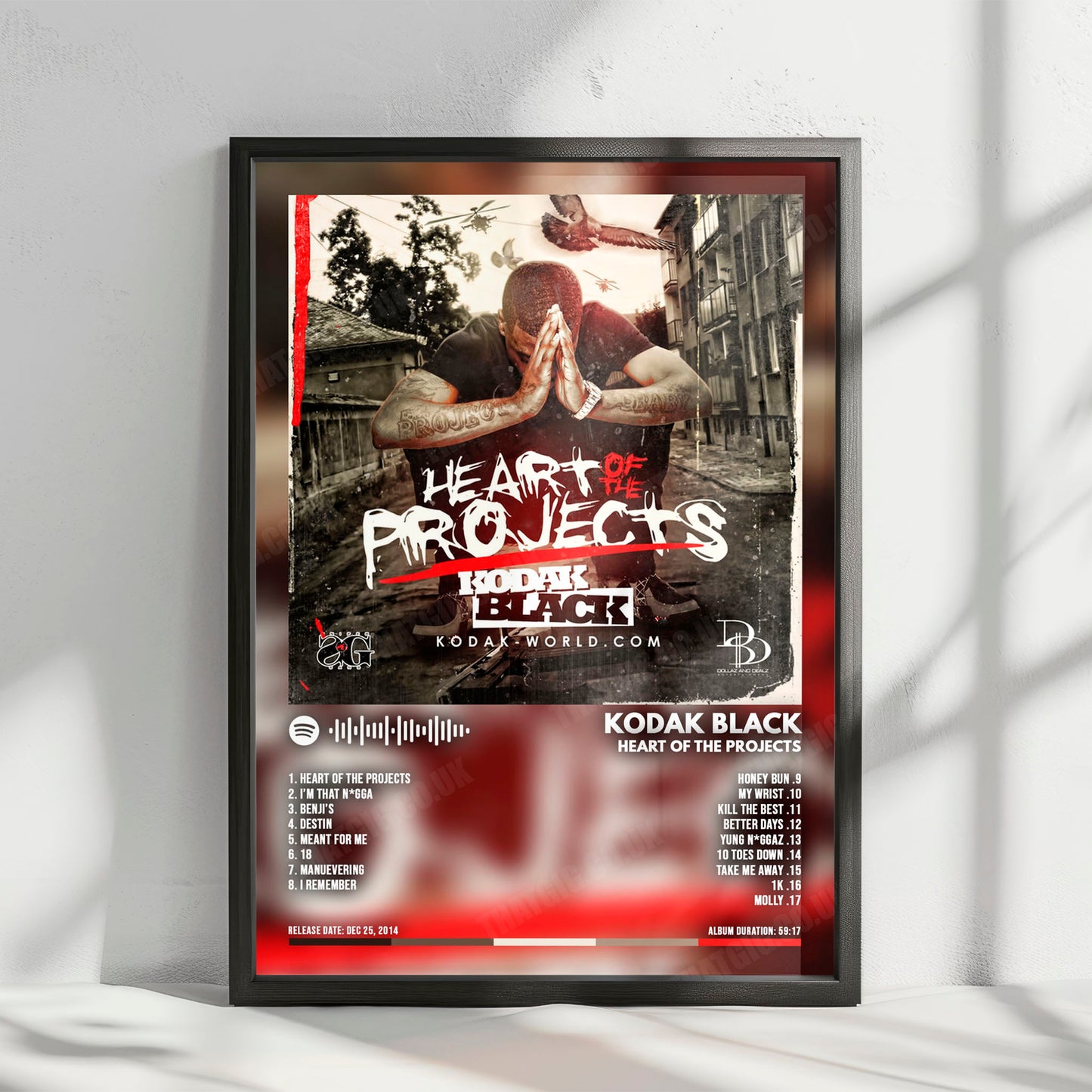 Kodak Black "Heart of the Projects" Album Cover Poster - with Complete Tracklist