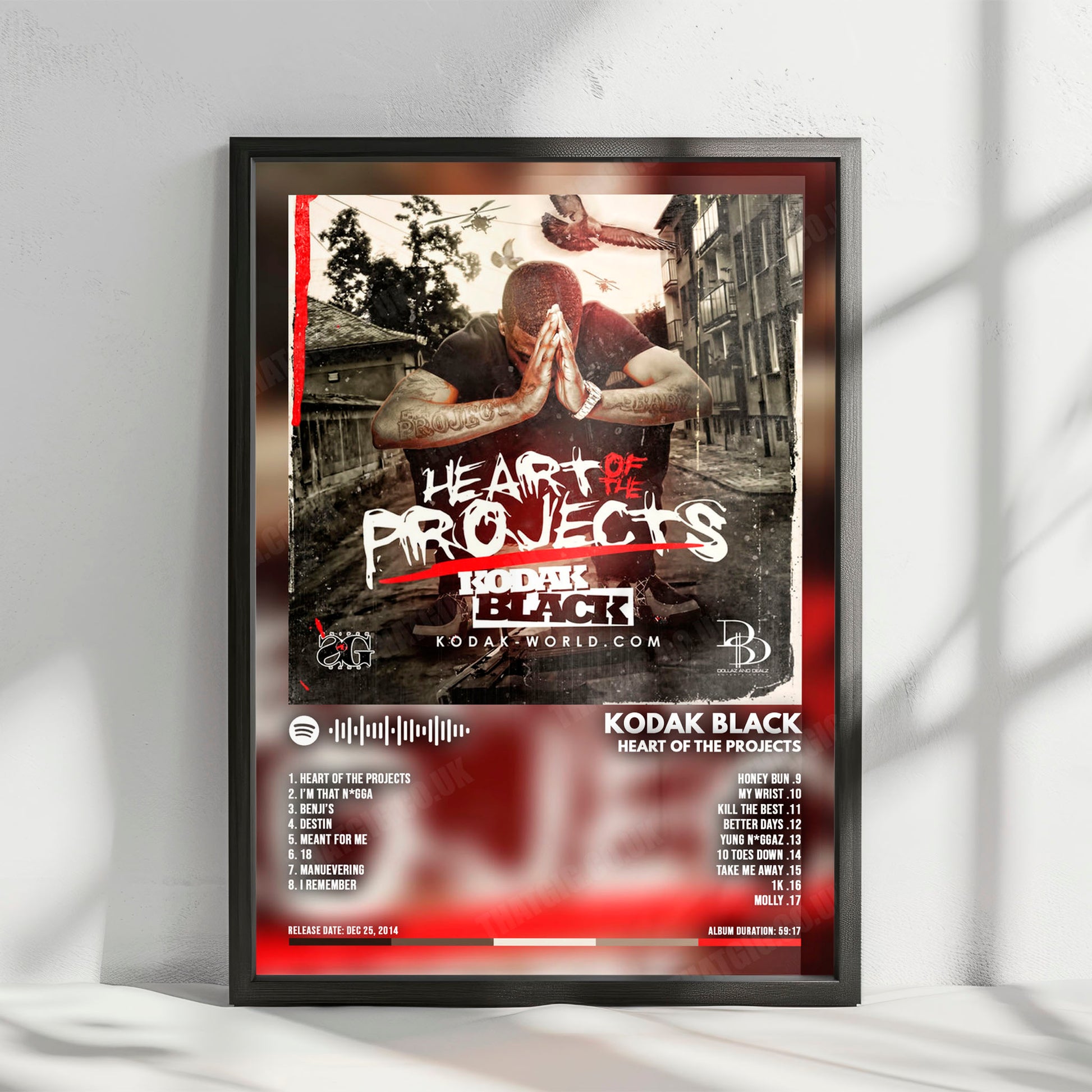Kodak Black "Heart of the Projects" Album Cover Poster - with Complete Tracklist