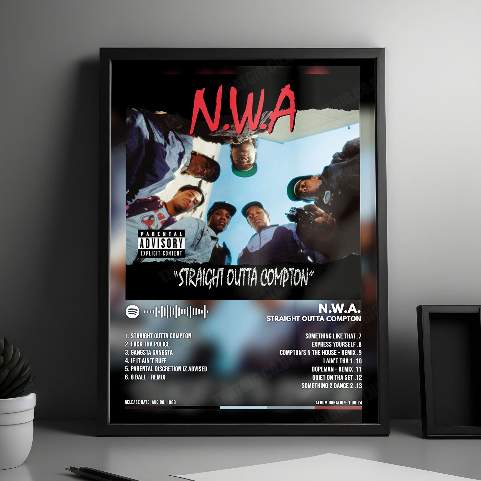 N.W.A "Straight Outta Compton" Album Cover Poster - with Complete Tracklist