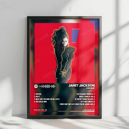 Janet Jackson "Control " Album Cover Poster - with Complete Tracklist