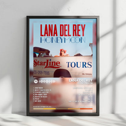 Lana Del Rey "Honeymoon" Album Cover Poster - with Complete Tracklist