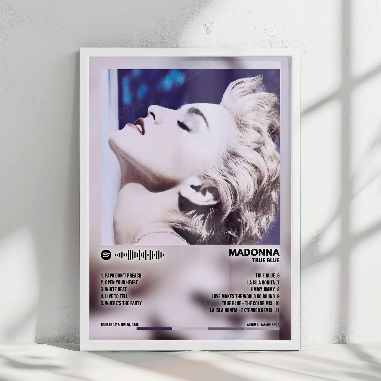 Madonna "True Blue" Album Cover Poster - with Complete Tracklist