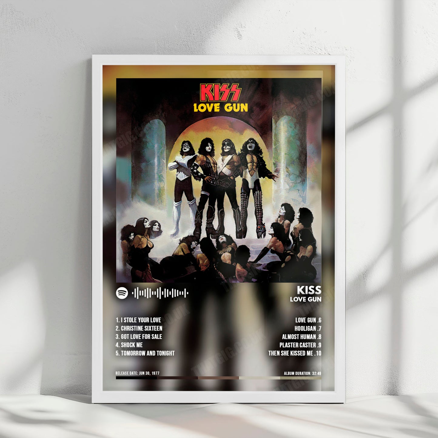 KISS "Love Gun" Album Cover Poster - with Complete Tracklist