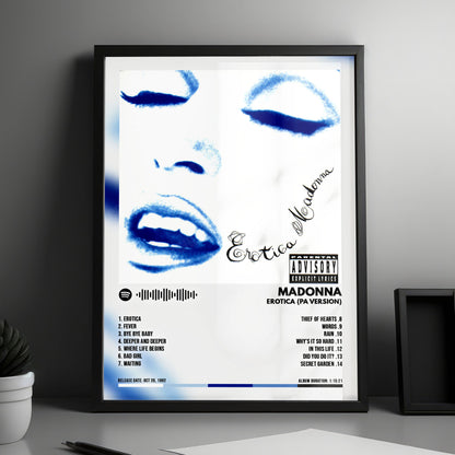 Madonna "Erotica (PA Version)" Album Cover Poster - with Complete Tracklist