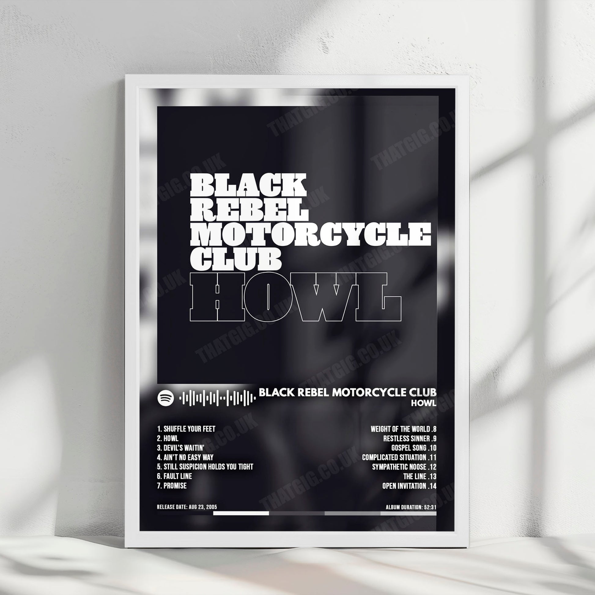 Black Rebel Motorcycle Club "Howl" Album Cover Poster - with Complete Tracklist