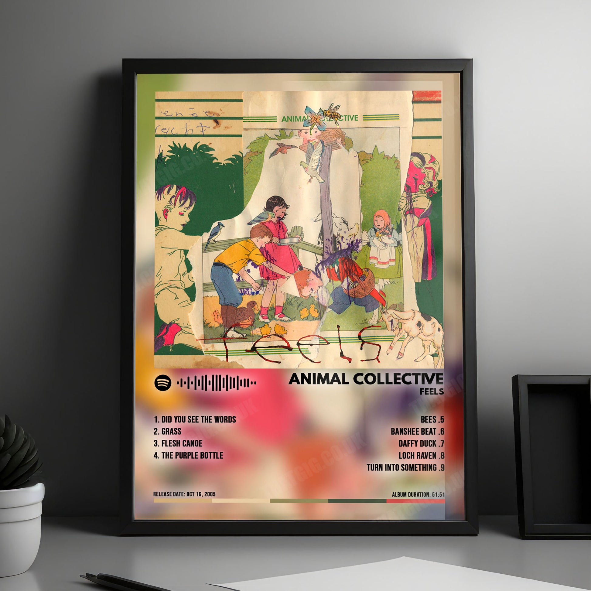 Animal Collective "Feels" Album Cover Poster - with Complete Tracklist