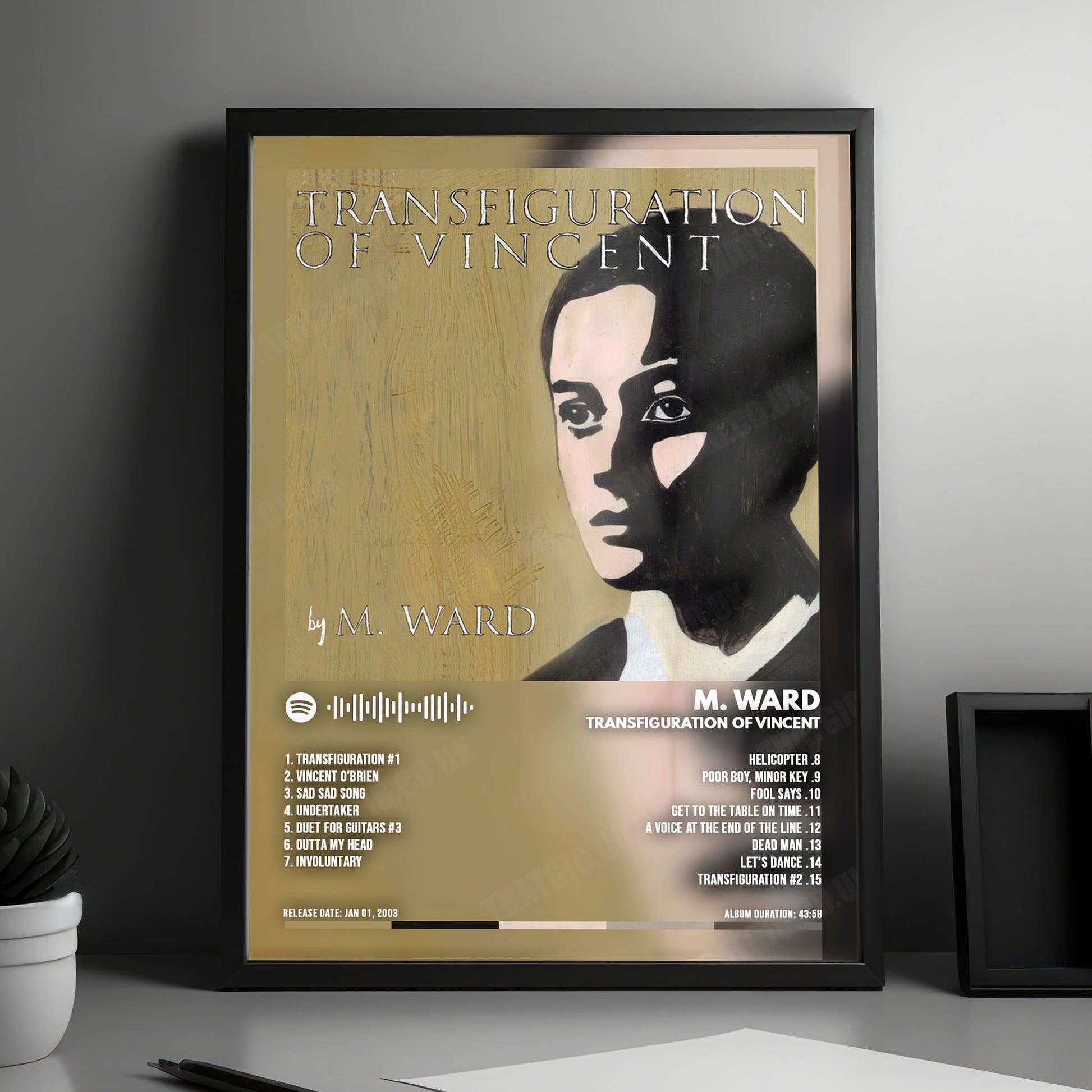 M. Ward "Transfiguration of Vincent" Album Cover Poster - with Complete Tracklist