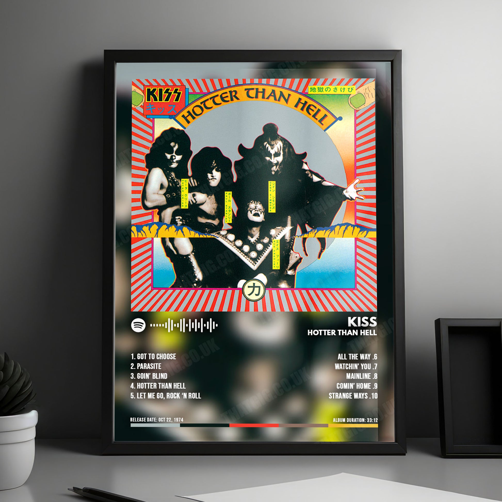 KISS "Hotter Than Hell" Album Cover Poster - with Complete Tracklist
