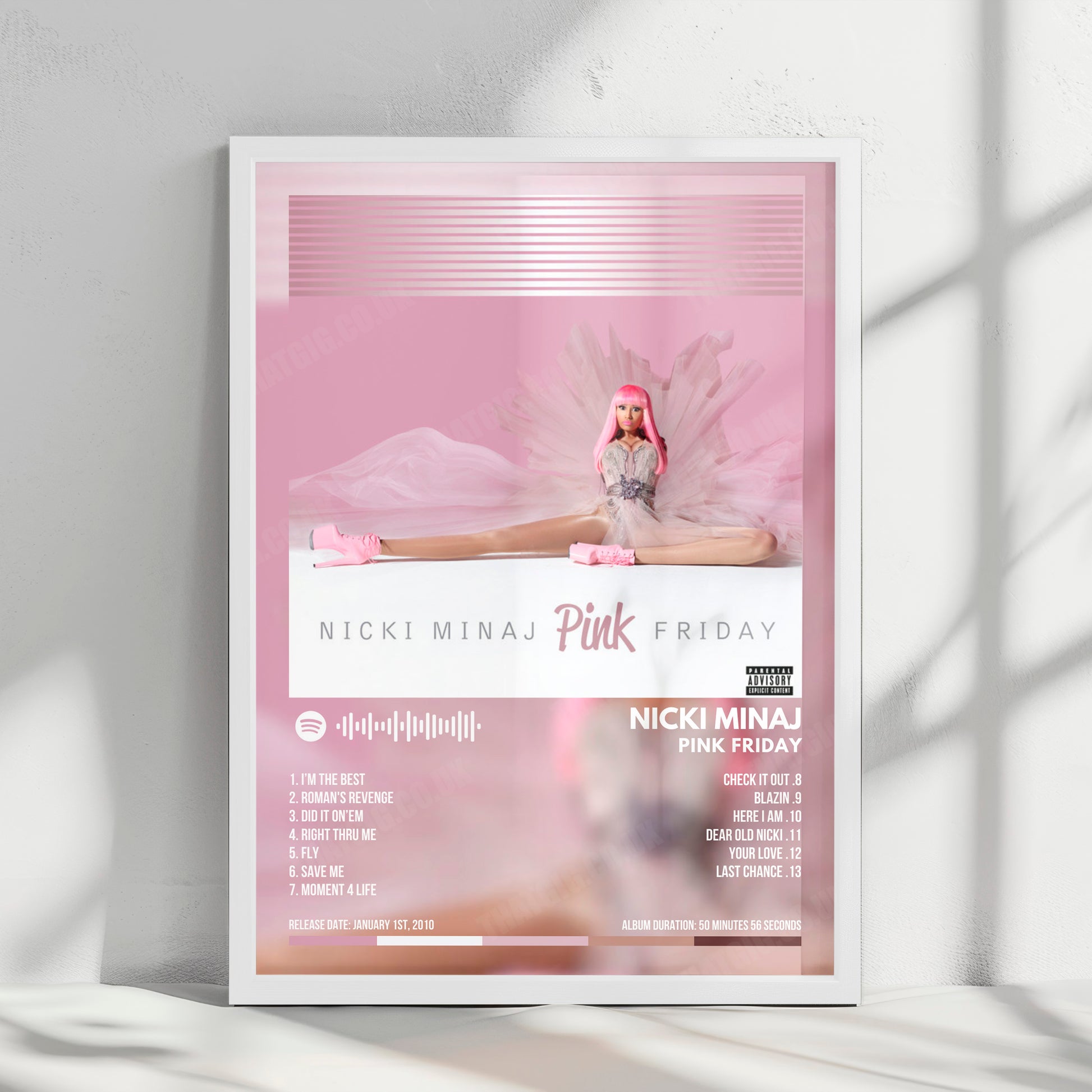 Nicki Minaj "Pink Friday" Album Cover Poster - with Complete Tracklist