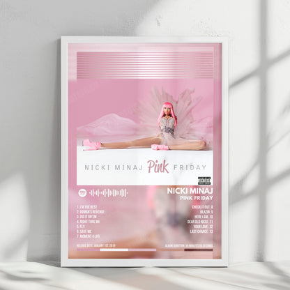 Nicki Minaj "Pink Friday" Album Cover Poster - with Complete Tracklist