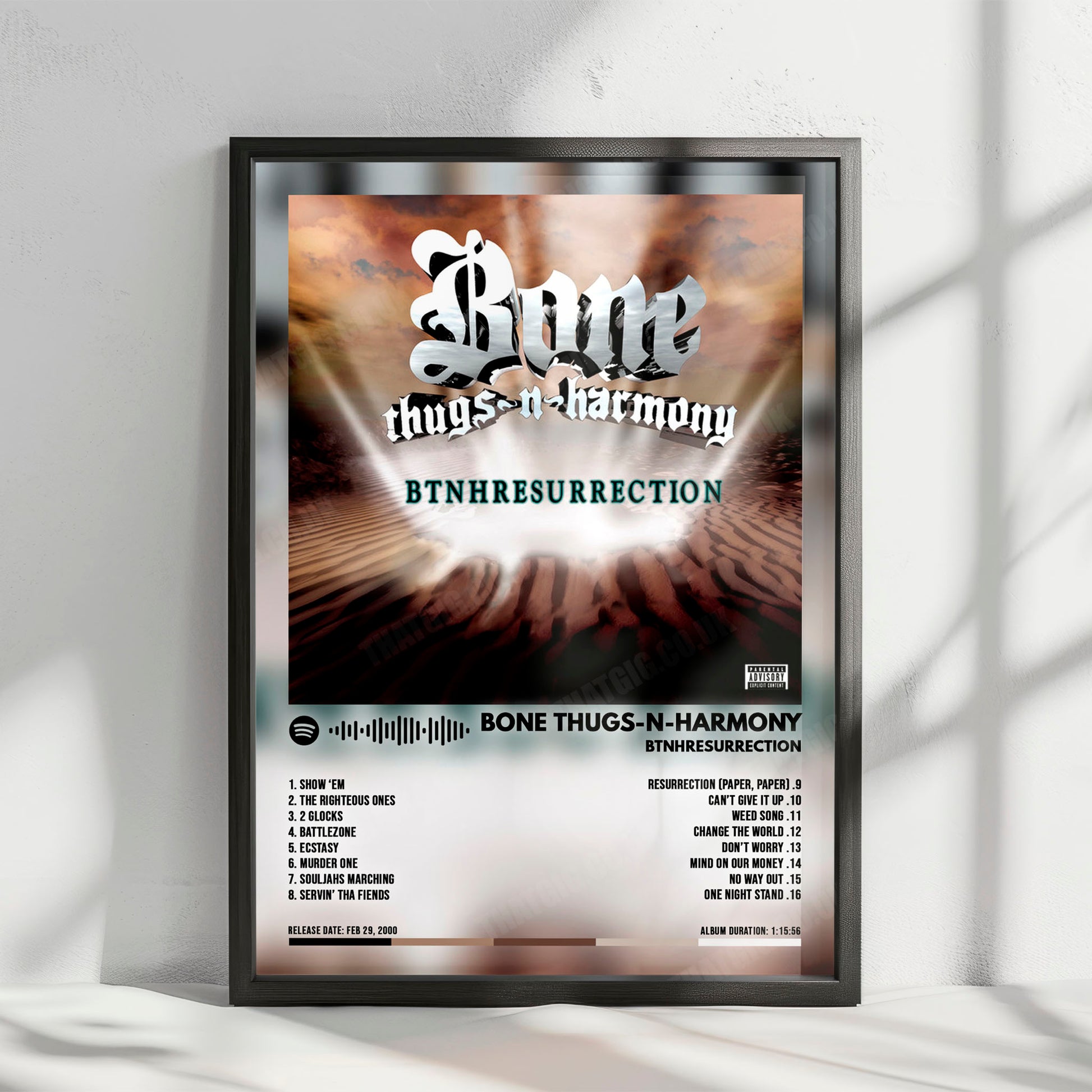 Bone Thugs-N-Harmony "BTNHRESURRECTION" Album Cover Poster - with Complete Tracklist