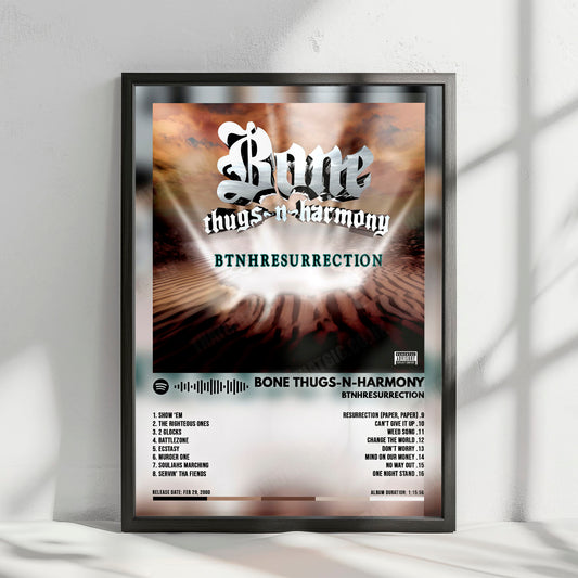 Bone Thugs-N-Harmony "BTNHRESURRECTION" Album Cover Poster - with Complete Tracklist