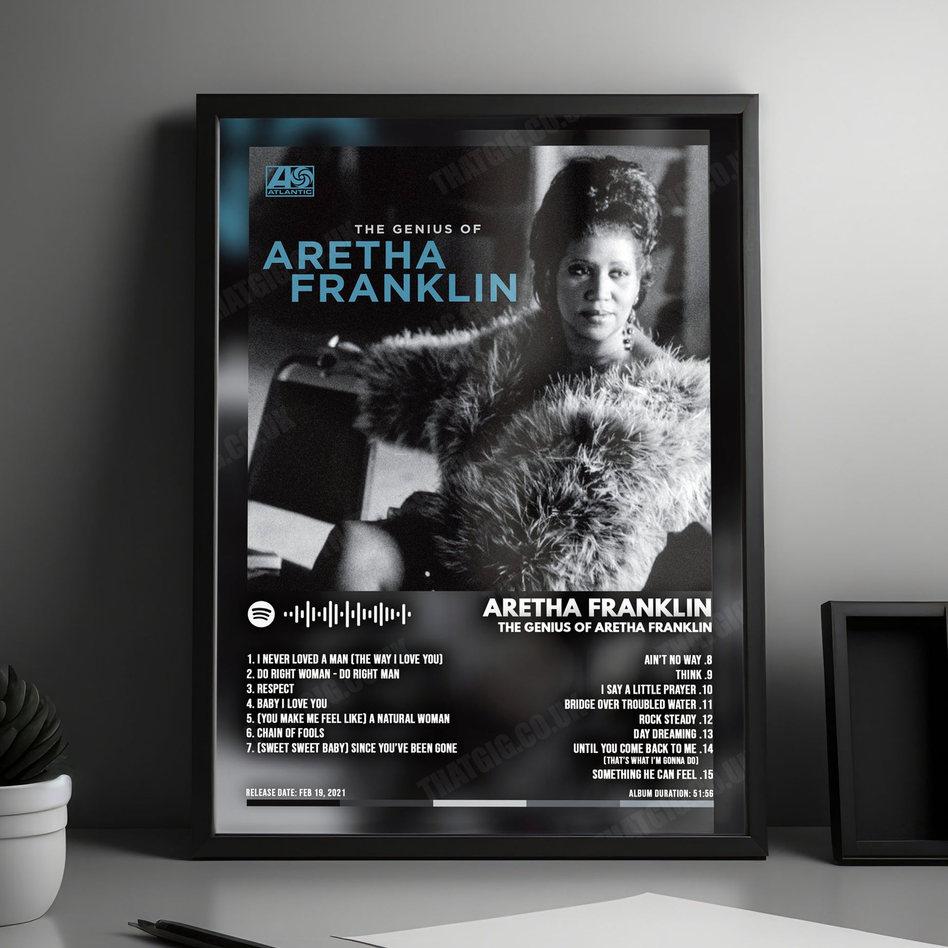 Aretha Franklin "The Genius of Aretha Franklin" Album Cover Poster - with Complete Tracklist
