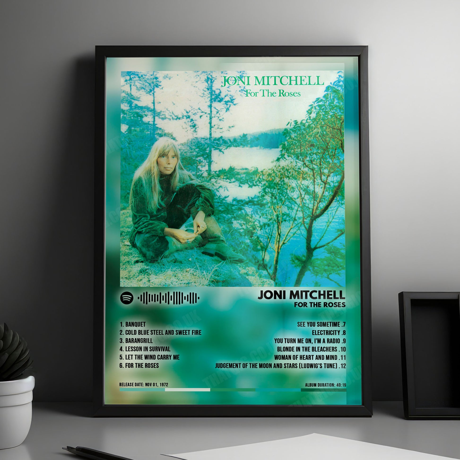 Joni Mitchell "For the Roses" Album Cover Poster - with Complete Tracklist
