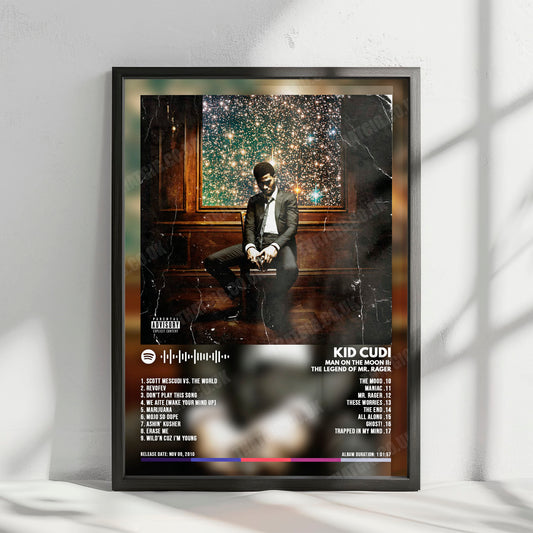 Kid Cudi "Man on the Moon II" Album Cover Poster - with Complete Tracklist