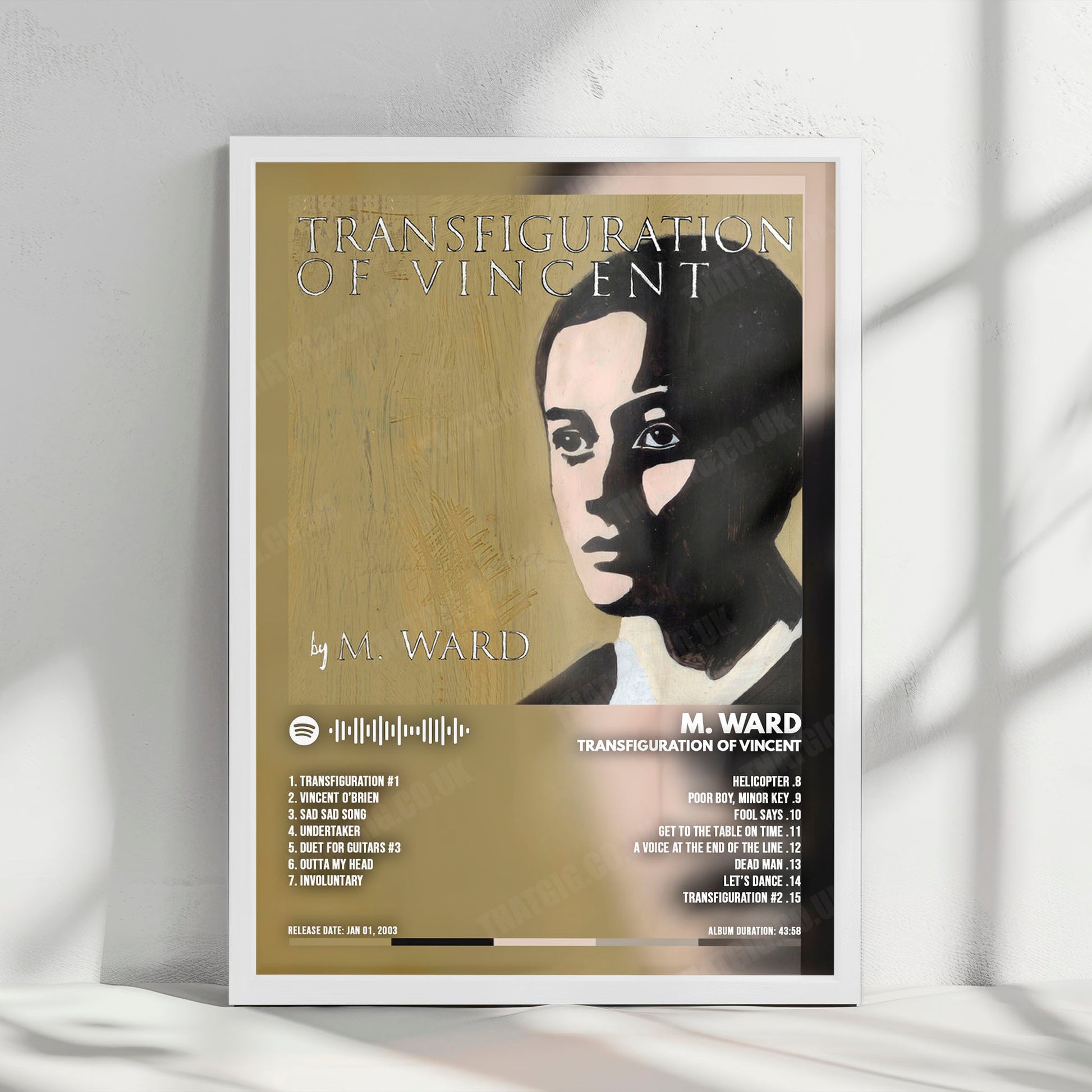 M. Ward "Transfiguration of Vincent" Album Cover Poster - with Complete Tracklist