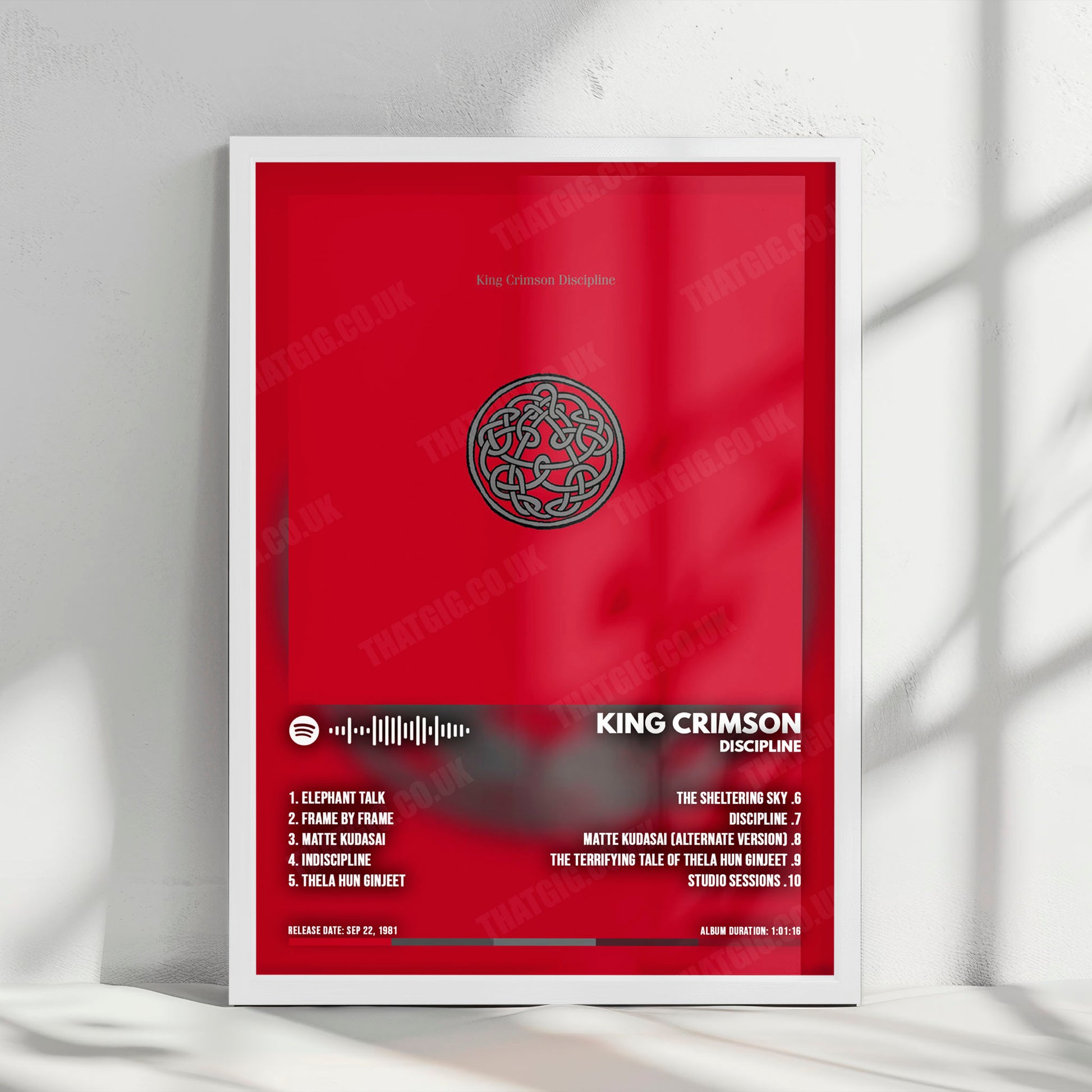 King Crimson "Discipline" Album Cover Poster - with Complete Tracklist