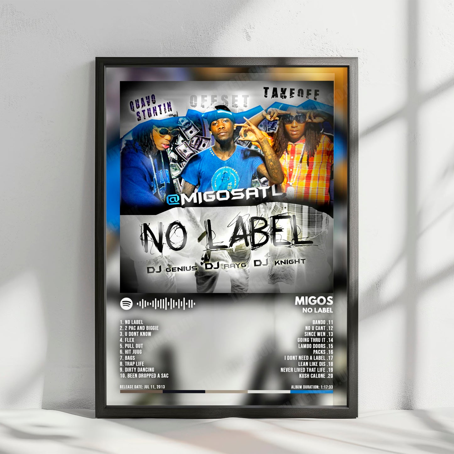 Migos "No Label" Album Cover Poster - with Complete Tracklist