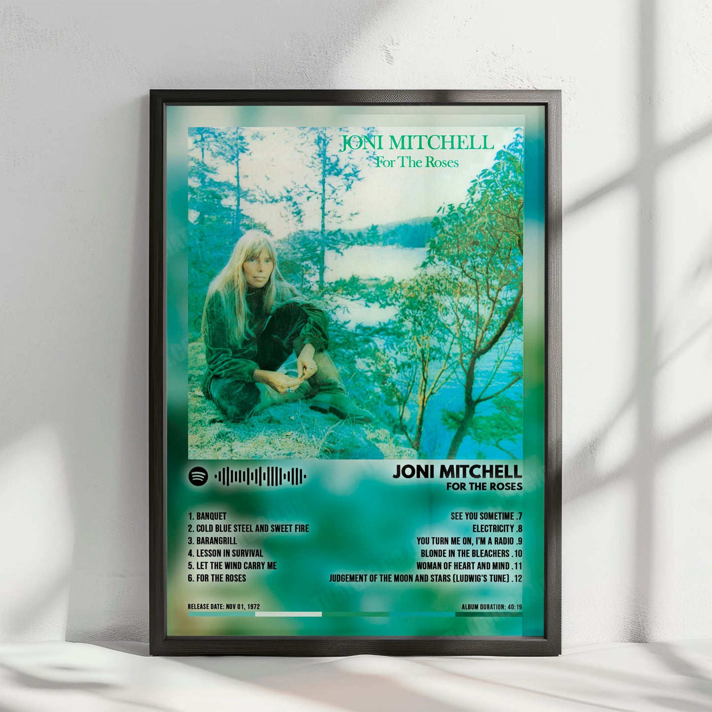 Joni Mitchell "For the Roses" Album Cover Poster - with Complete Tracklist