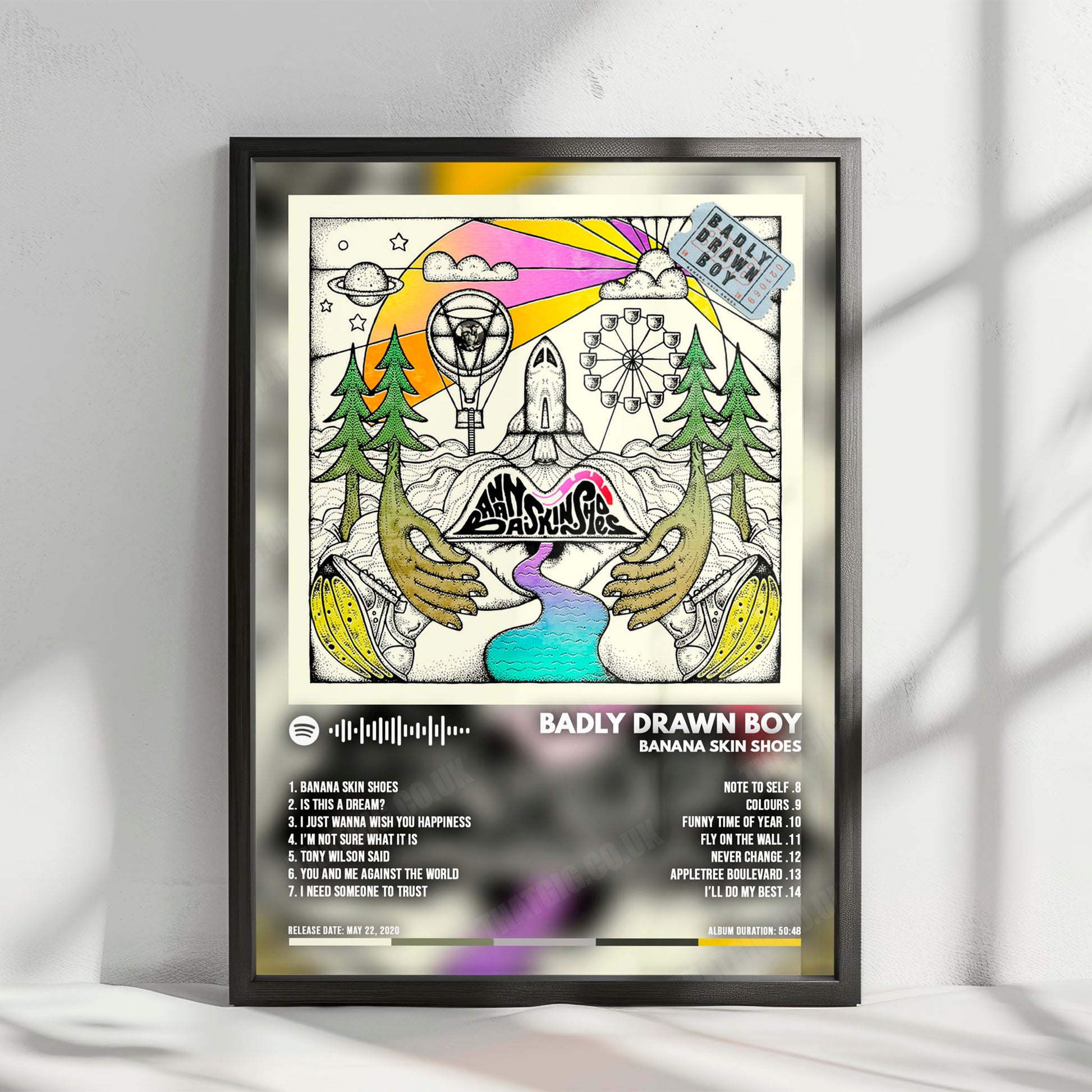 Badly Drawn Boy "Banana Skin Shoes" Album Cover Poster - with Complete Tracklist