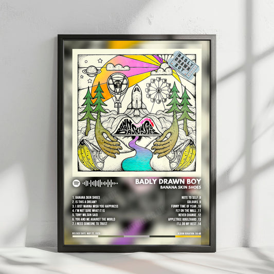 Badly Drawn Boy "Boy Banana Skin Shoes" Album Cover Poster - with Complete Tracklist