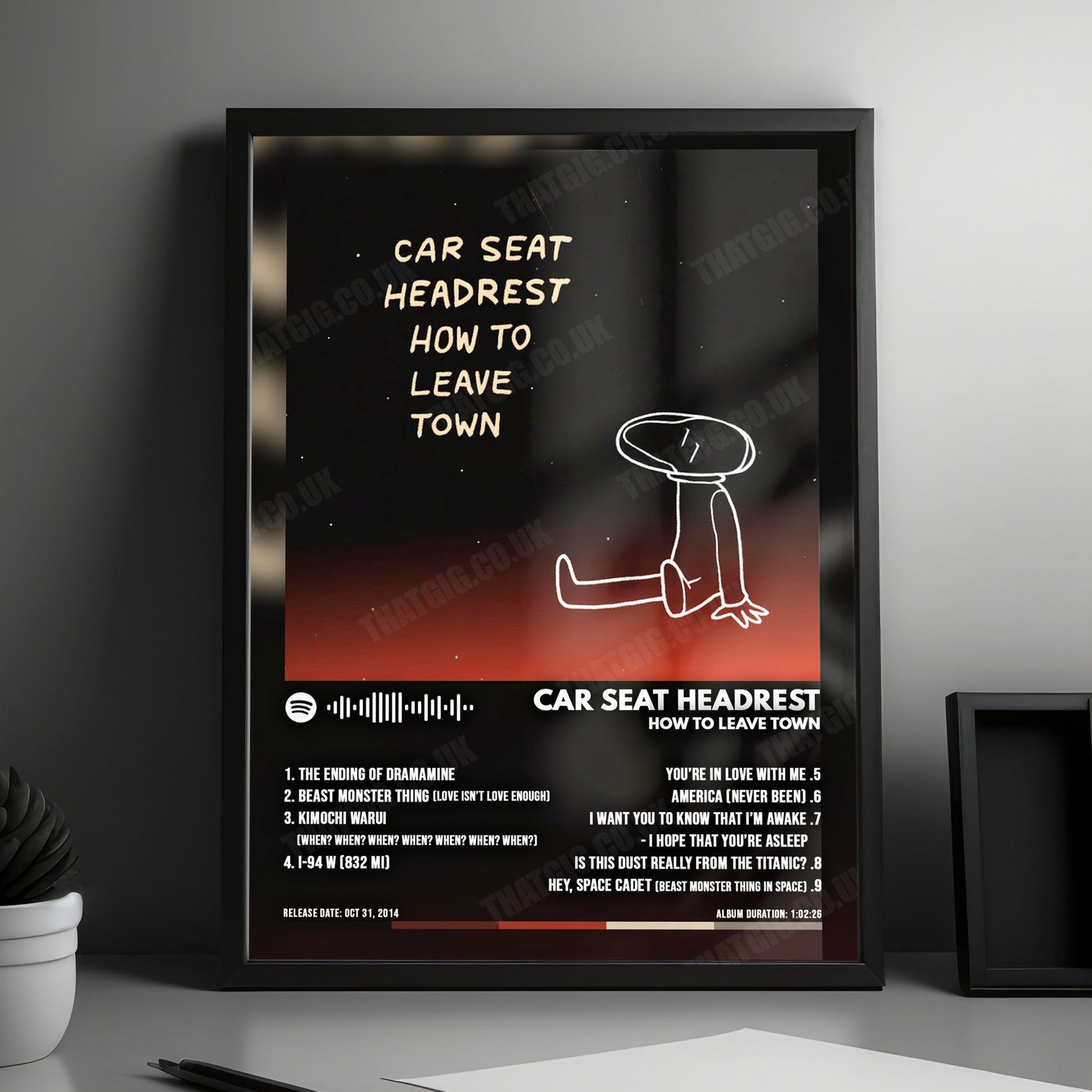 Car Seat Headrest "How to Leave Town" Album Cover Poster - with Complete Tracklist