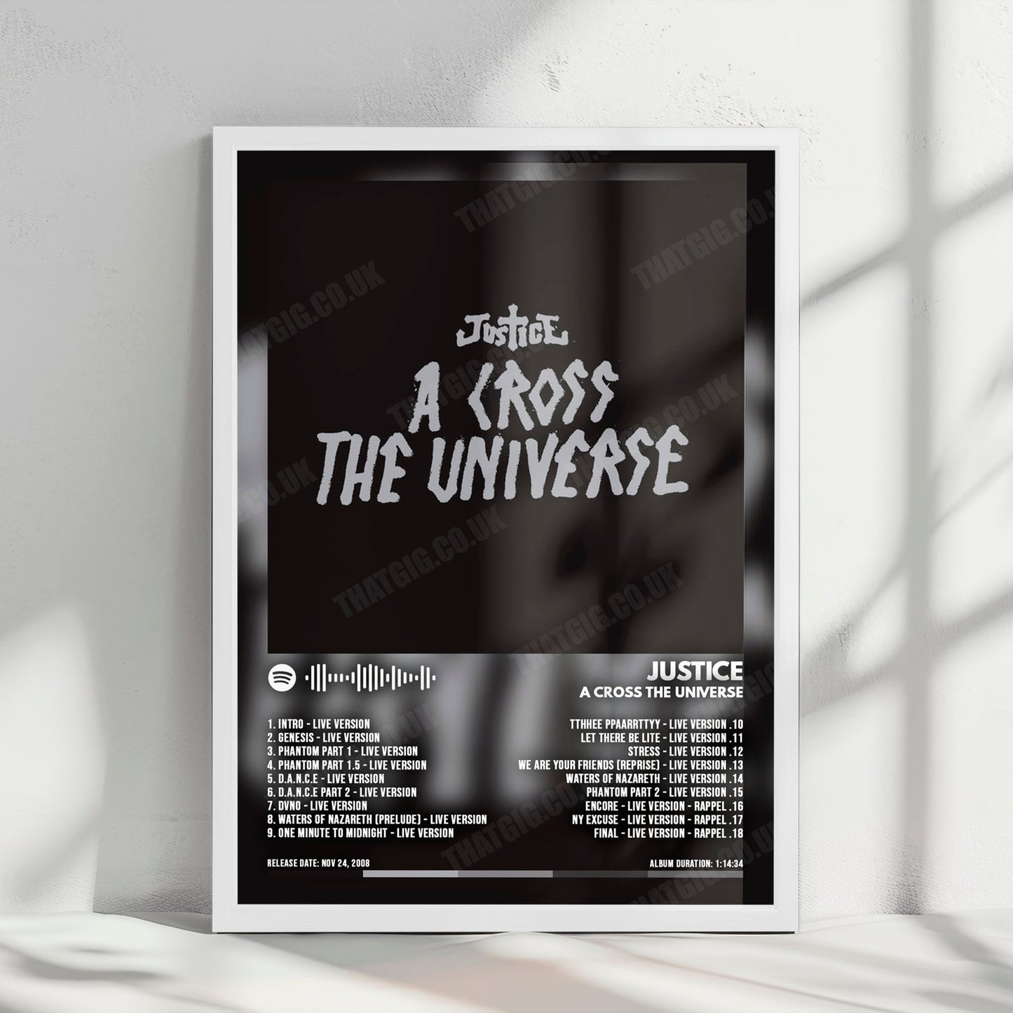 Justice "A Cross The Universe" Album Cover Poster - with Complete Tracklist
