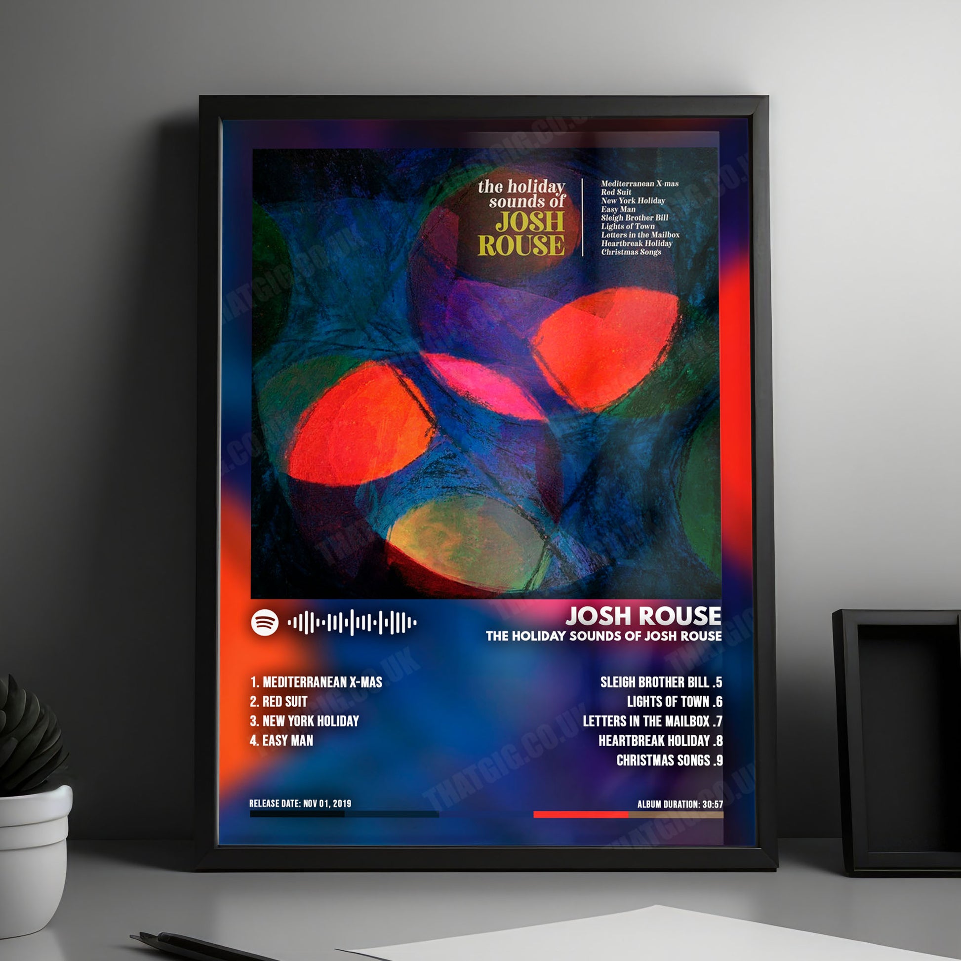 Josh Rouse "The Holiday Sounds of Josh Rouse" Album Cover Poster - with Complete Tracklist