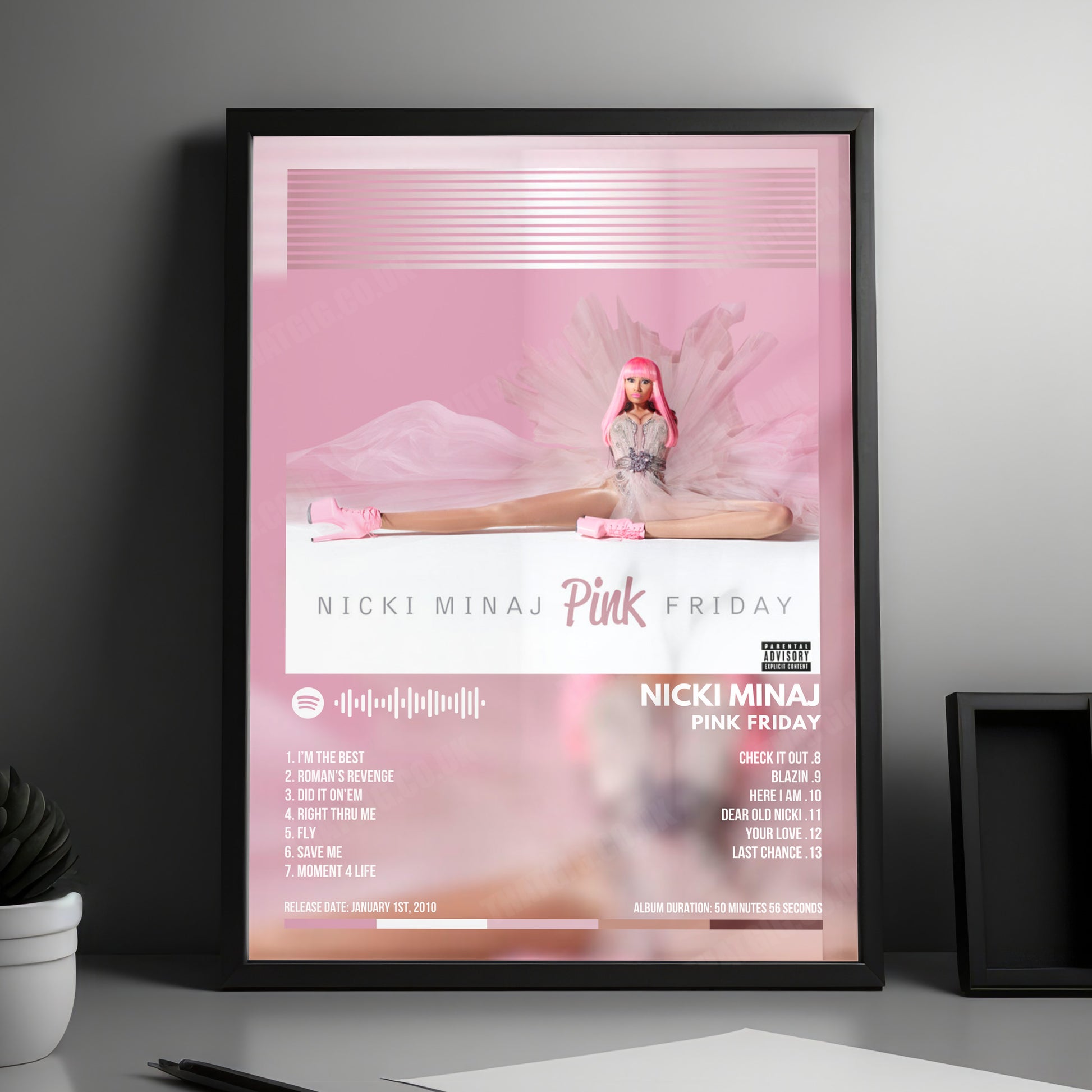 Nicki Minaj "Pink Friday" Album Cover Poster - with Complete Tracklist