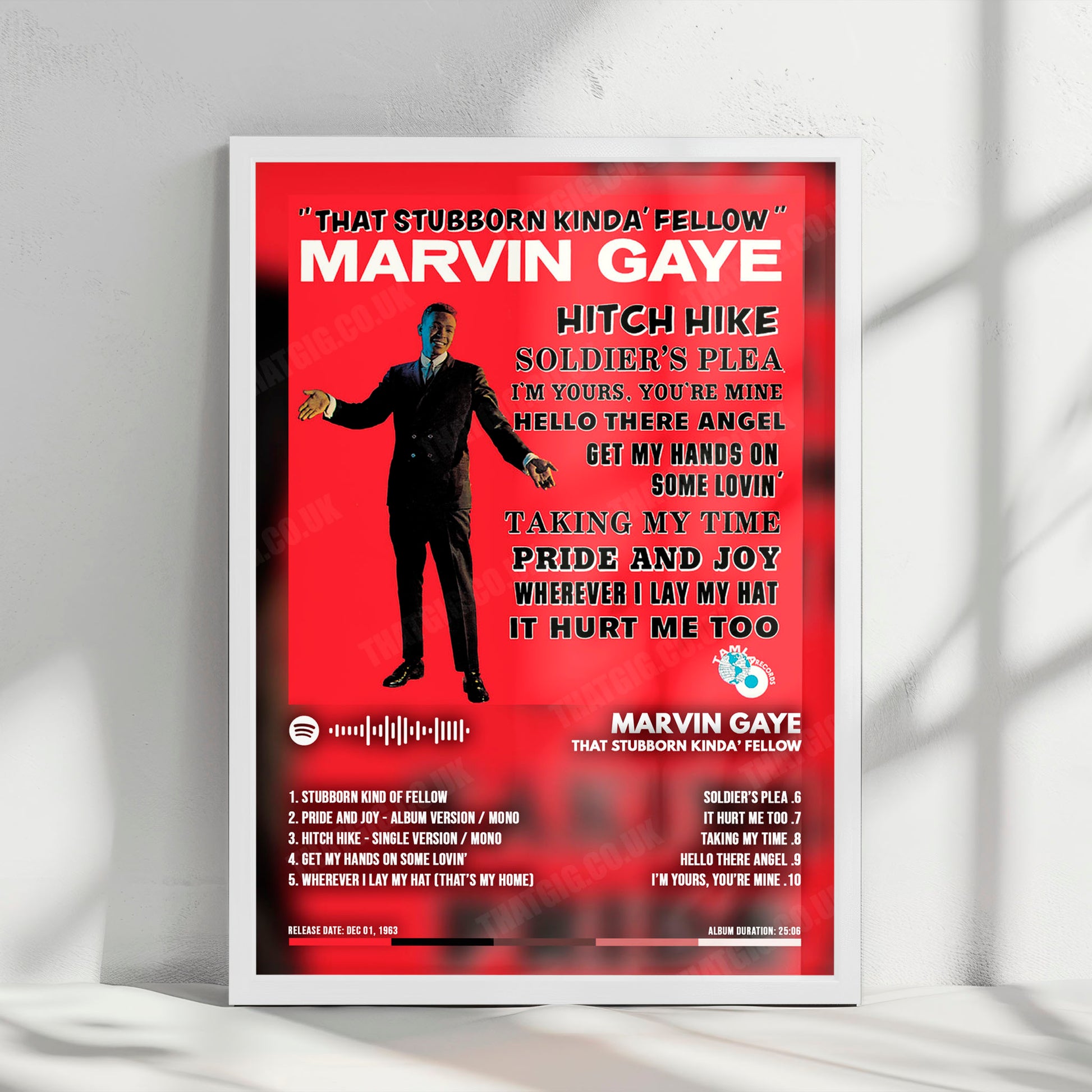 Marvin Gaye "That Stubborn Kinda' Fellow" Album Cover Poster - with Complete Tracklist