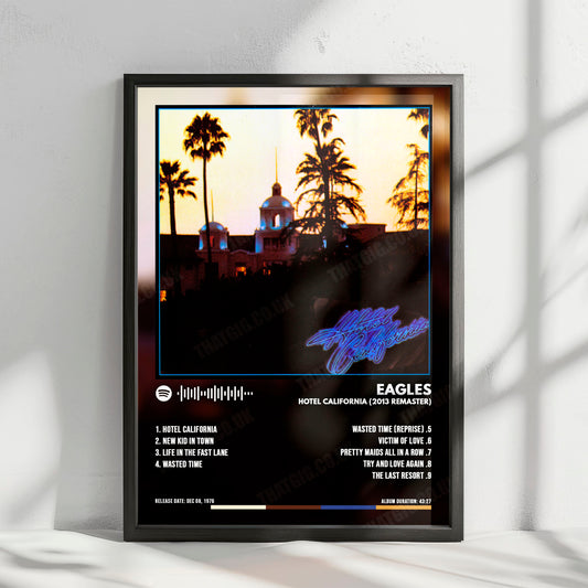 Eagles "Hotel California (2013 Remaster)" Album Cover Poster - with Complete Tracklist