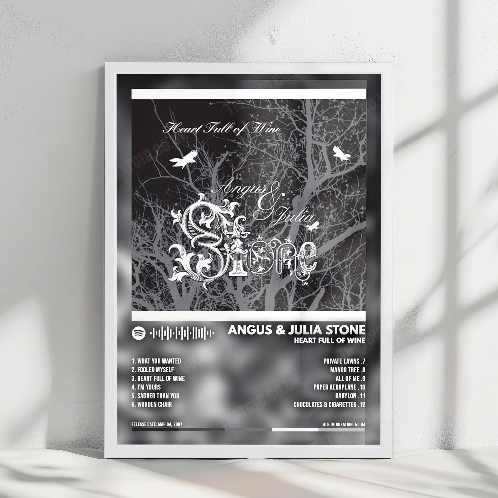Angus & Julia Stone "Heart Full of Wine" Album Cover Poster - with Complete Tracklist