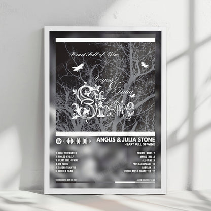 Angus & Julia Stone "Heart Full of Wine" Album Cover Poster - with Complete Tracklist