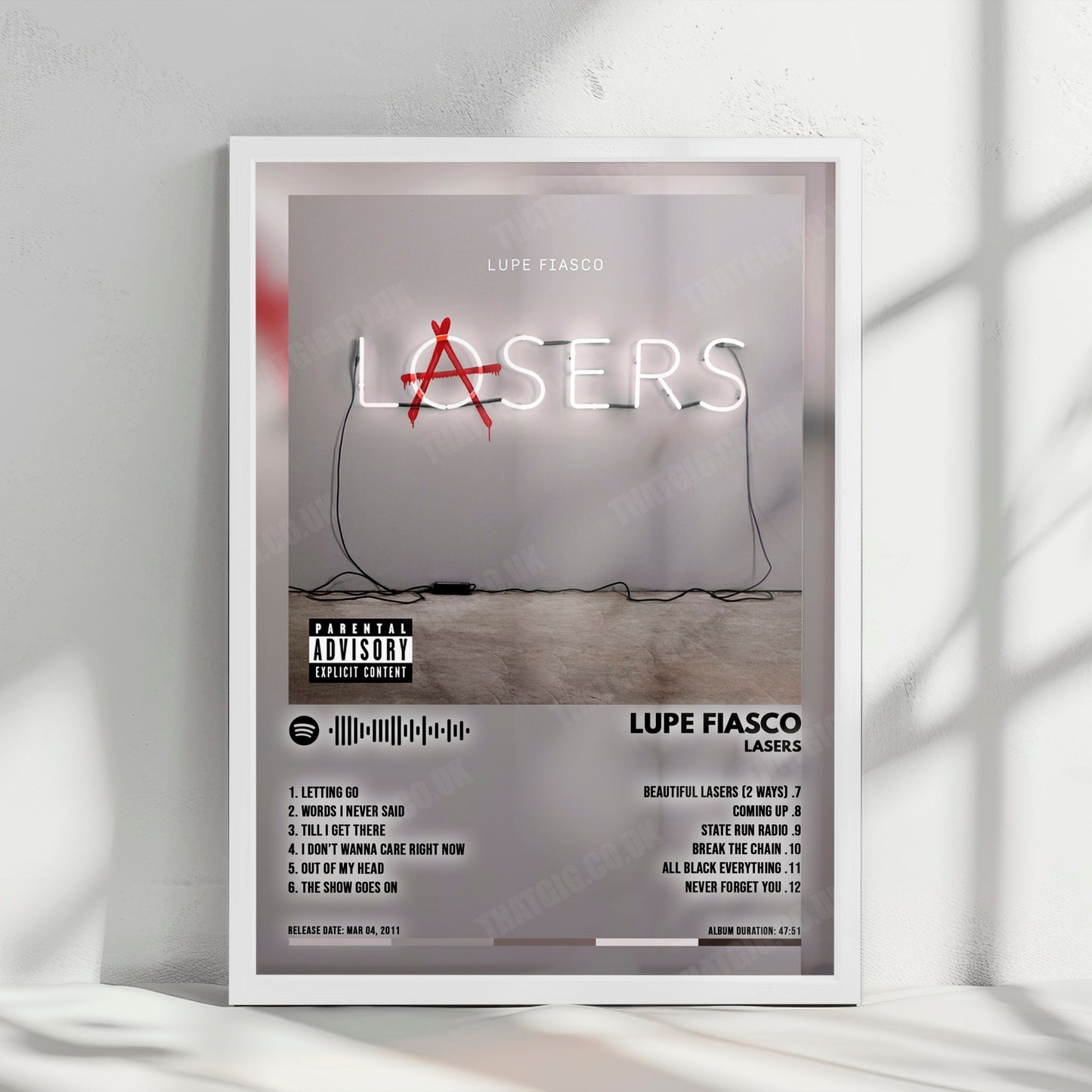 Lupe Fiasco "Lasers" Album Cover Poster - with Complete Tracklist