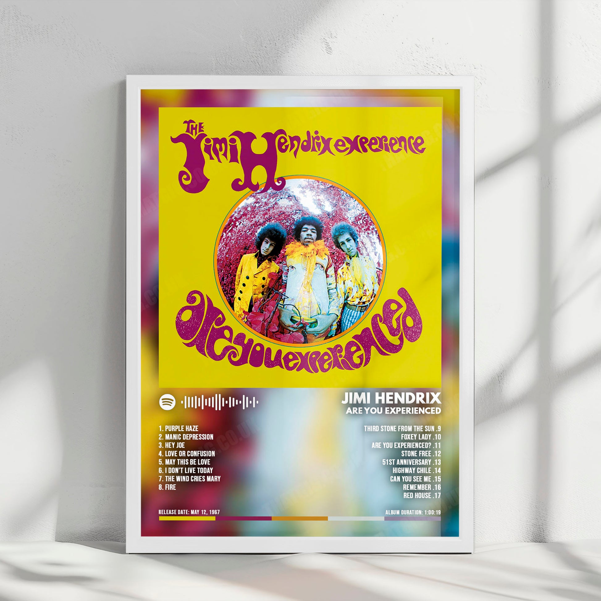 Jimi Hendrix "Are You Experienced" Album Cover Poster - with Complete Tracklist